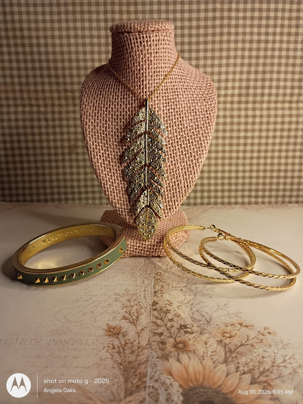 Vince camuto Studded Bangle & BoHo Rhinestone Feather Jewelry Lot